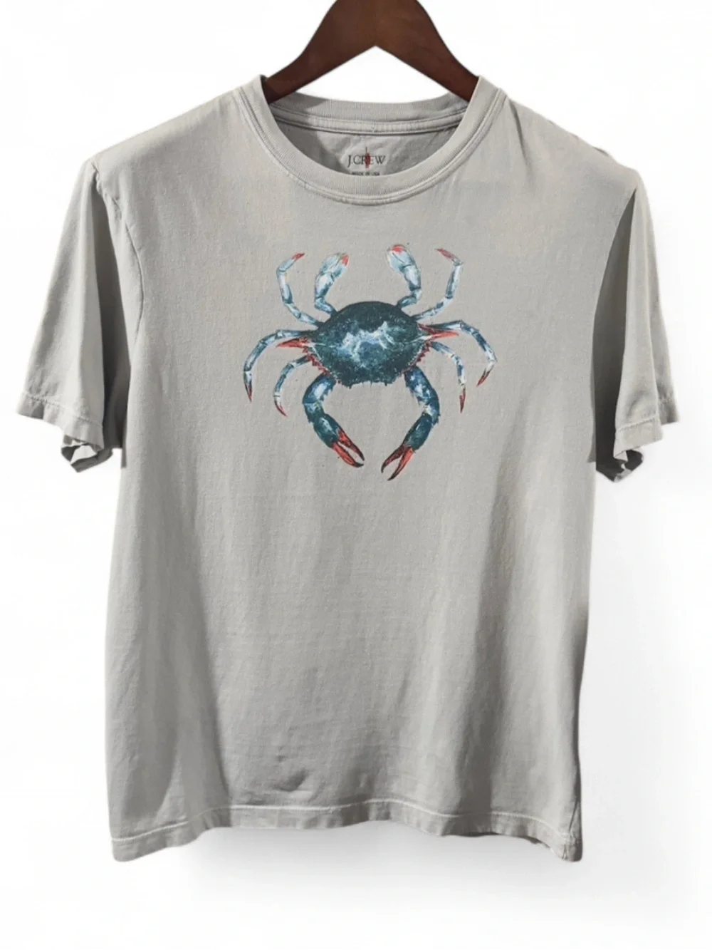 Vintage J. Crew Gray/Green Crab Graphic T-shirt Size Men’s Medium